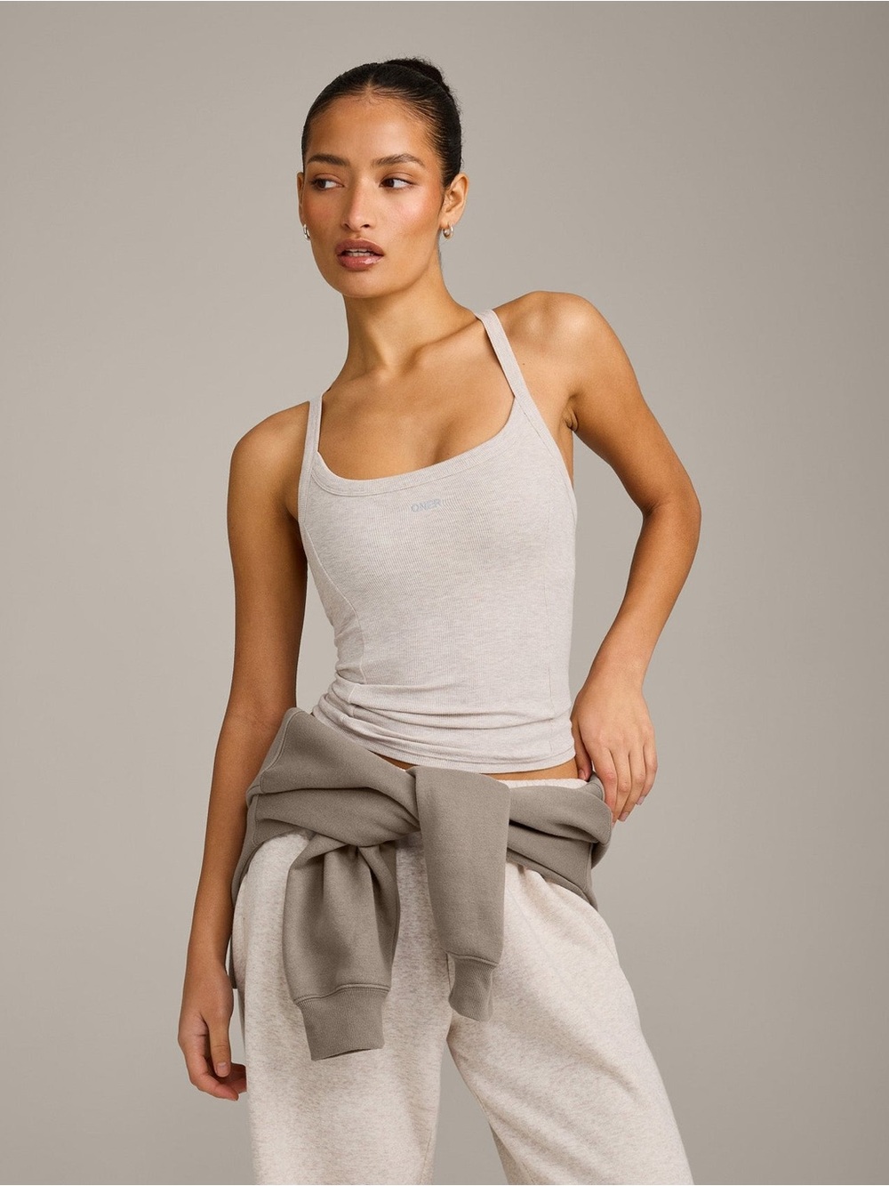 ONER ACTIVE MELLOW RIB RACER BACK TANK TOP WITH BUILT IN BRA SHELF